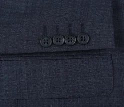 Raphael Navy Textured Notch Lapel Classic Fit Two Button Wool Suit
