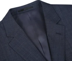 Raphael Navy Textured Notch Lapel Classic Fit Two Button Wool Suit