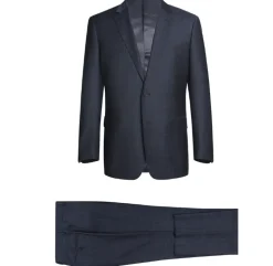 Raphael Navy Textured Notch Lapel Classic Fit Two Button Wool Suit