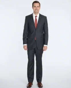 Raphael Regular Fit Charcoal Gray Two Button Wool Suit
