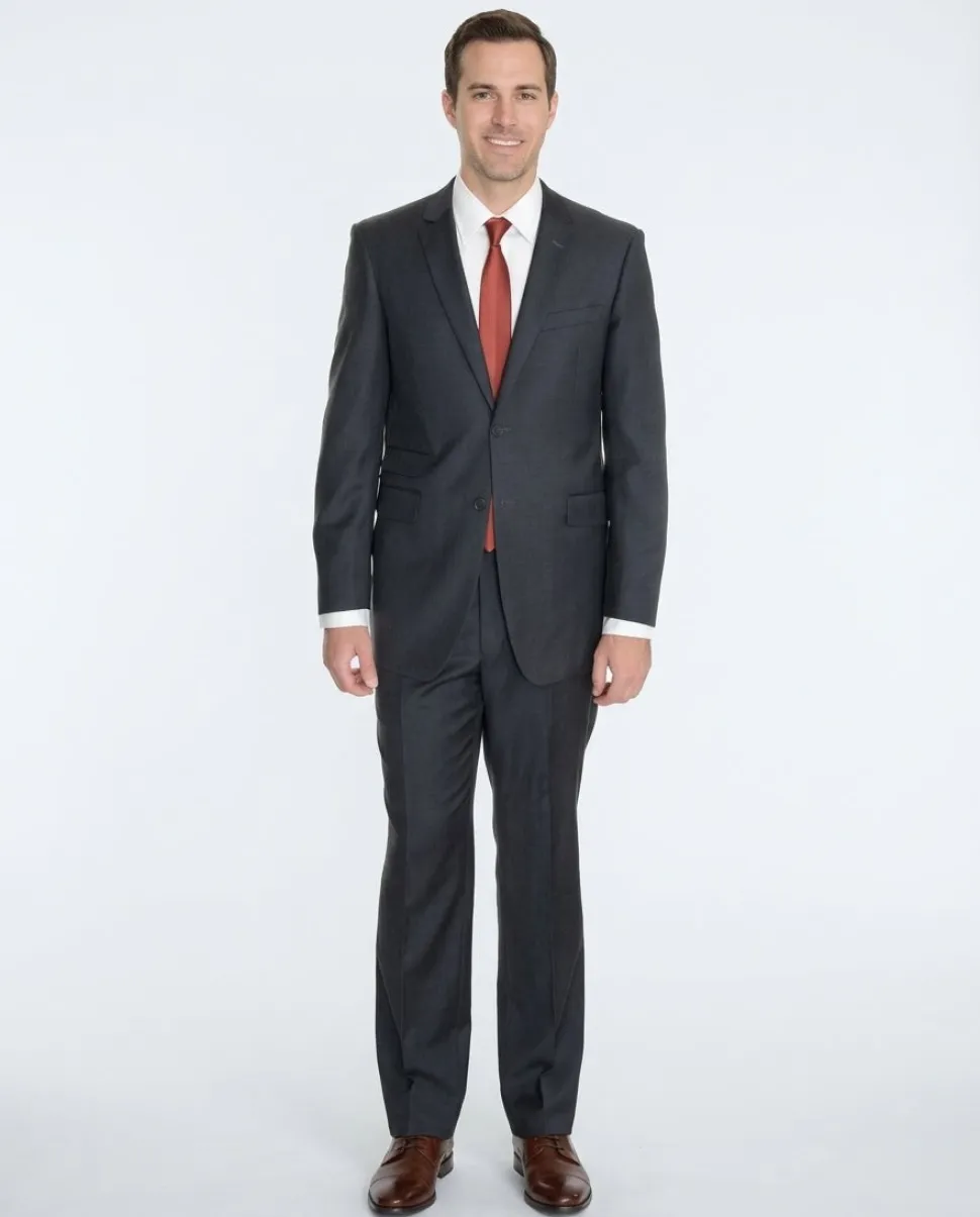 Raphael Regular Fit Charcoal Gray Two Button Wool Suit