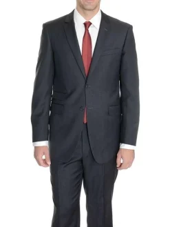 Raphael Regular Fit Charcoal Gray Two Button Wool Suit