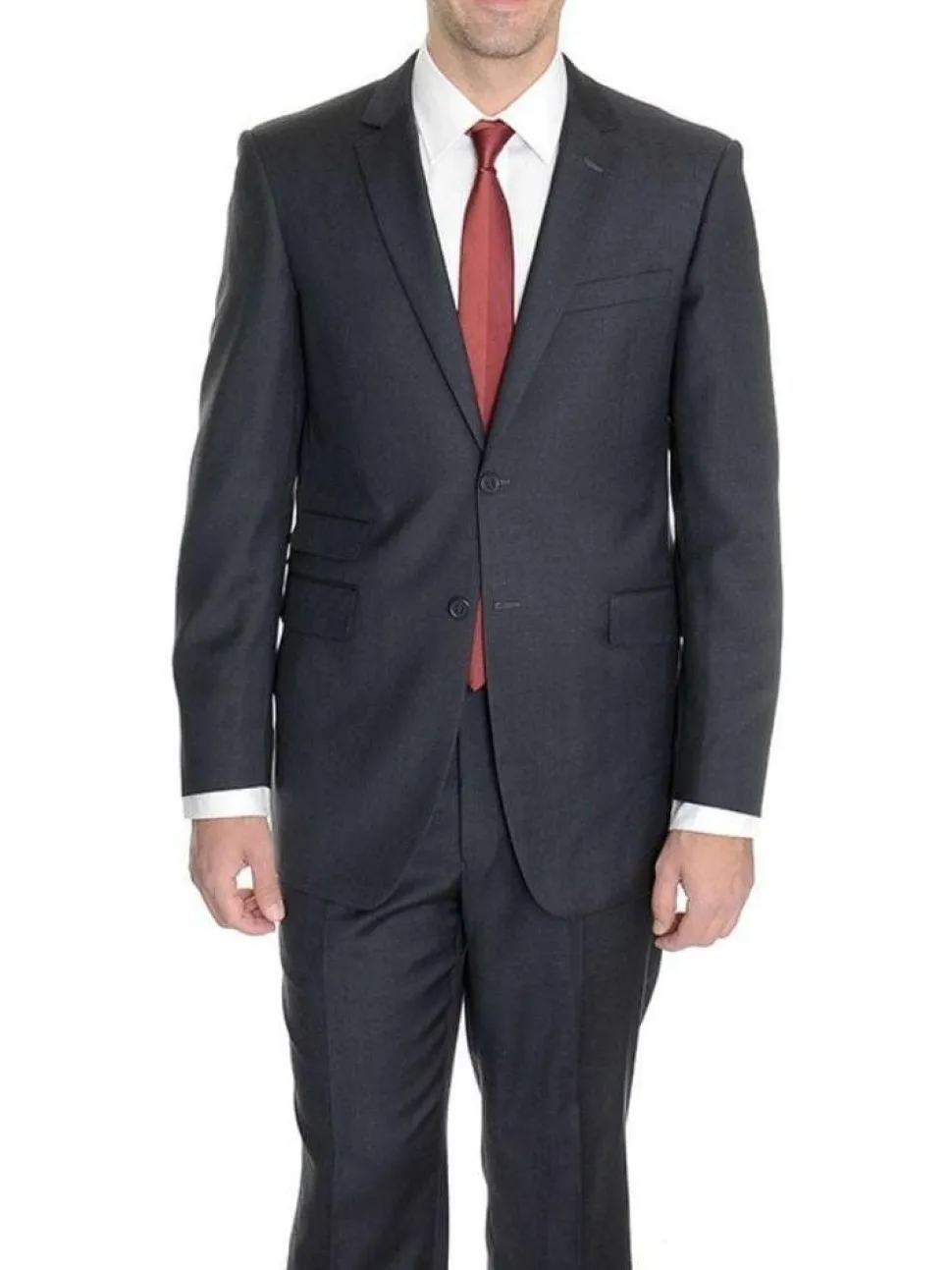 Raphael Regular Fit Charcoal Gray Two Button Wool Suit
