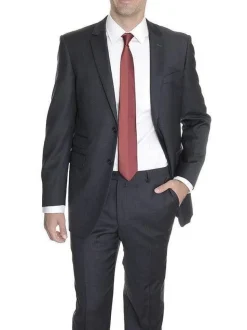 Raphael Regular Fit Charcoal Gray Two Button Wool Suit