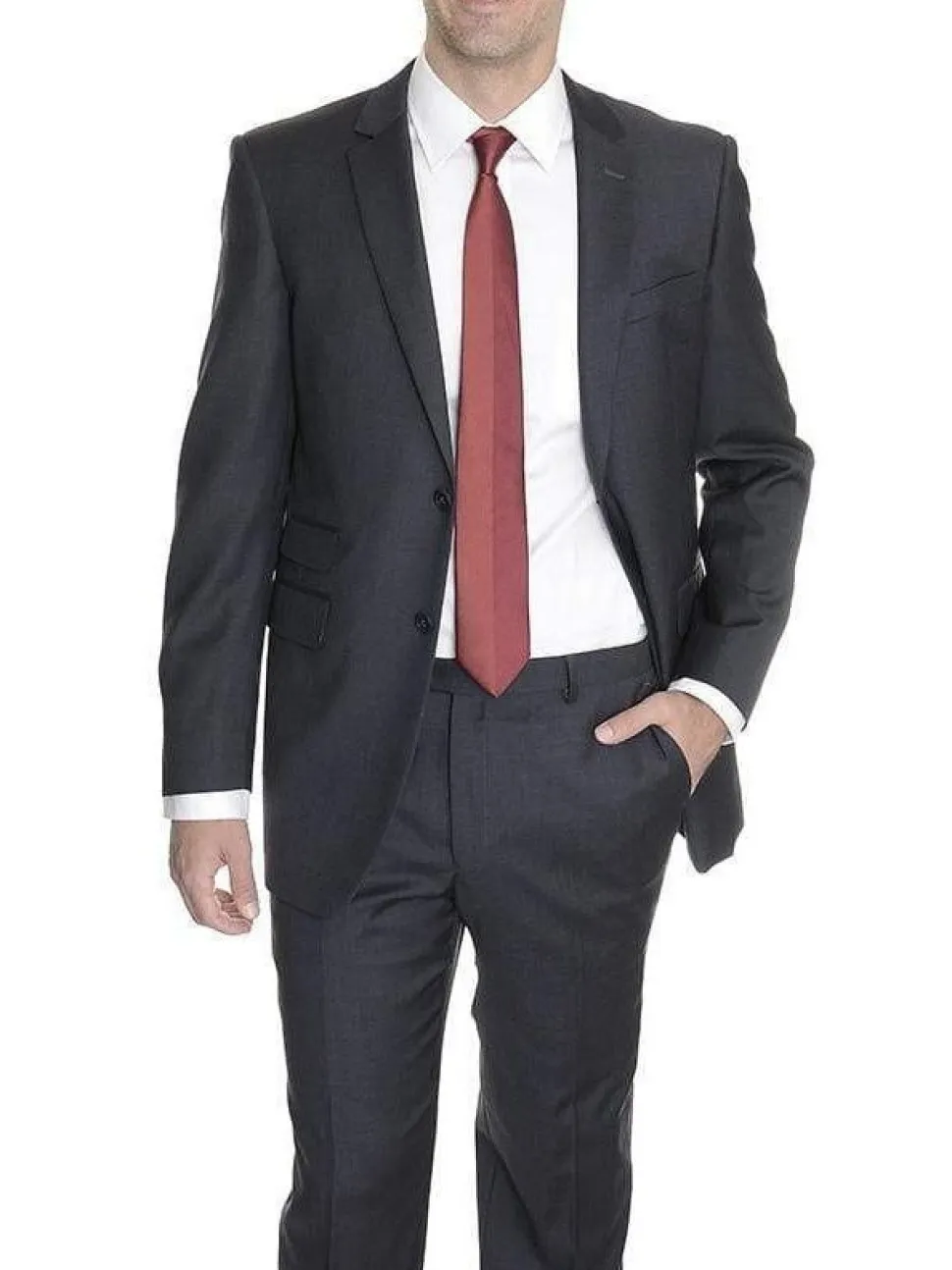 Raphael Regular Fit Charcoal Gray Two Button Wool Suit