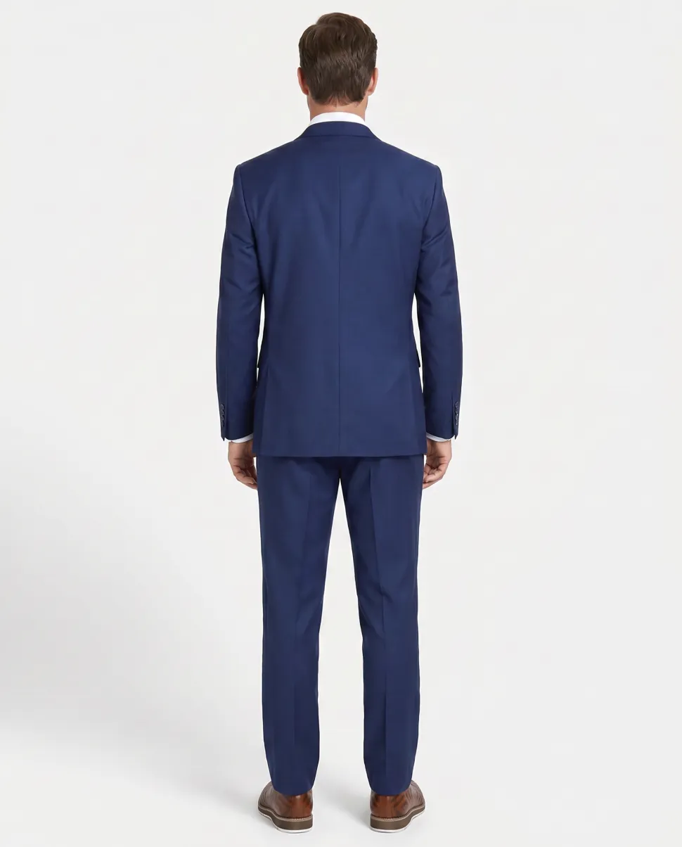Raphael Regular Fit Solid Blue Two Button Suit