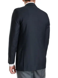 Raphael Regular Fit Solid Navy Blue Two Button Blazer