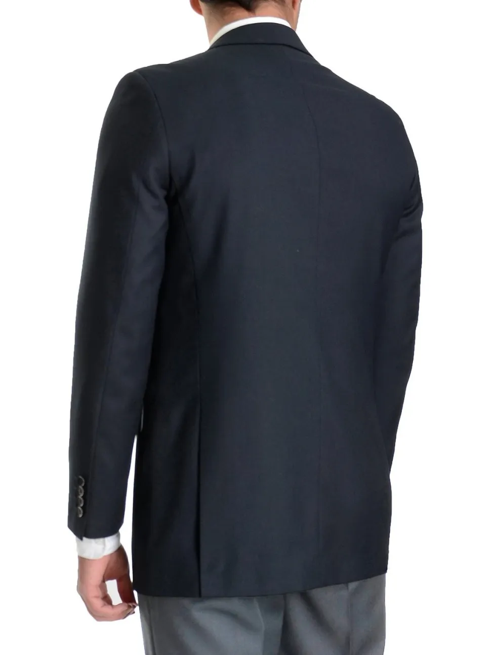Raphael Regular Fit Solid Navy Blue Two Button Blazer