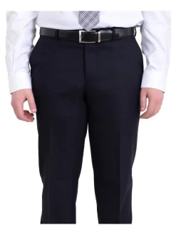 Raphael Slim Fit Navy Blue Textured Two Button Suit