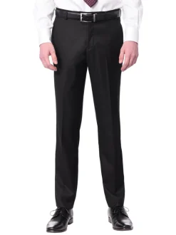 Raphael Slim Fit Solid Black Machine Washable Pre-Hemmed Dress Pants
