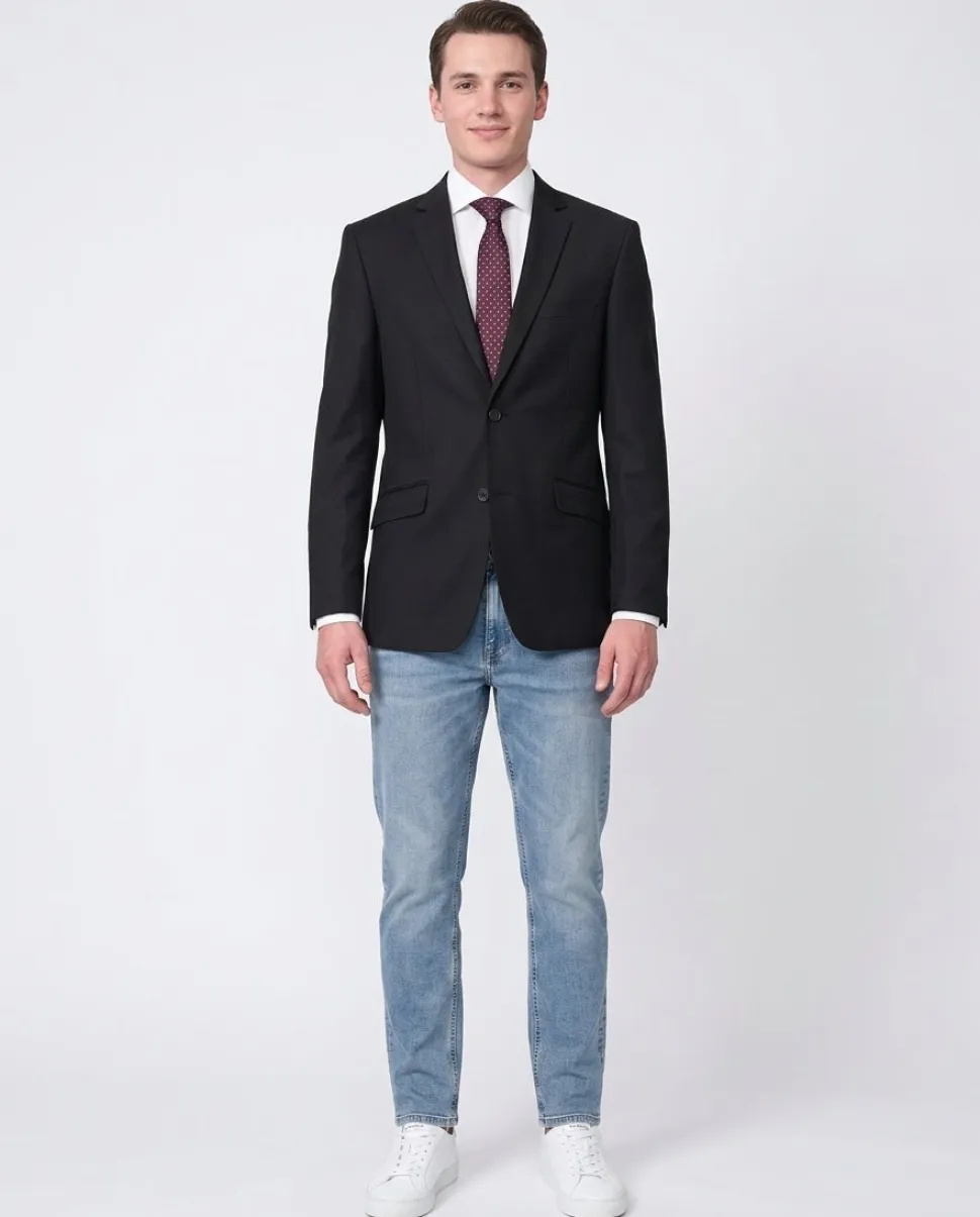 Raphael Slim Fit Solid Black Two Button Blazer Sportcoat