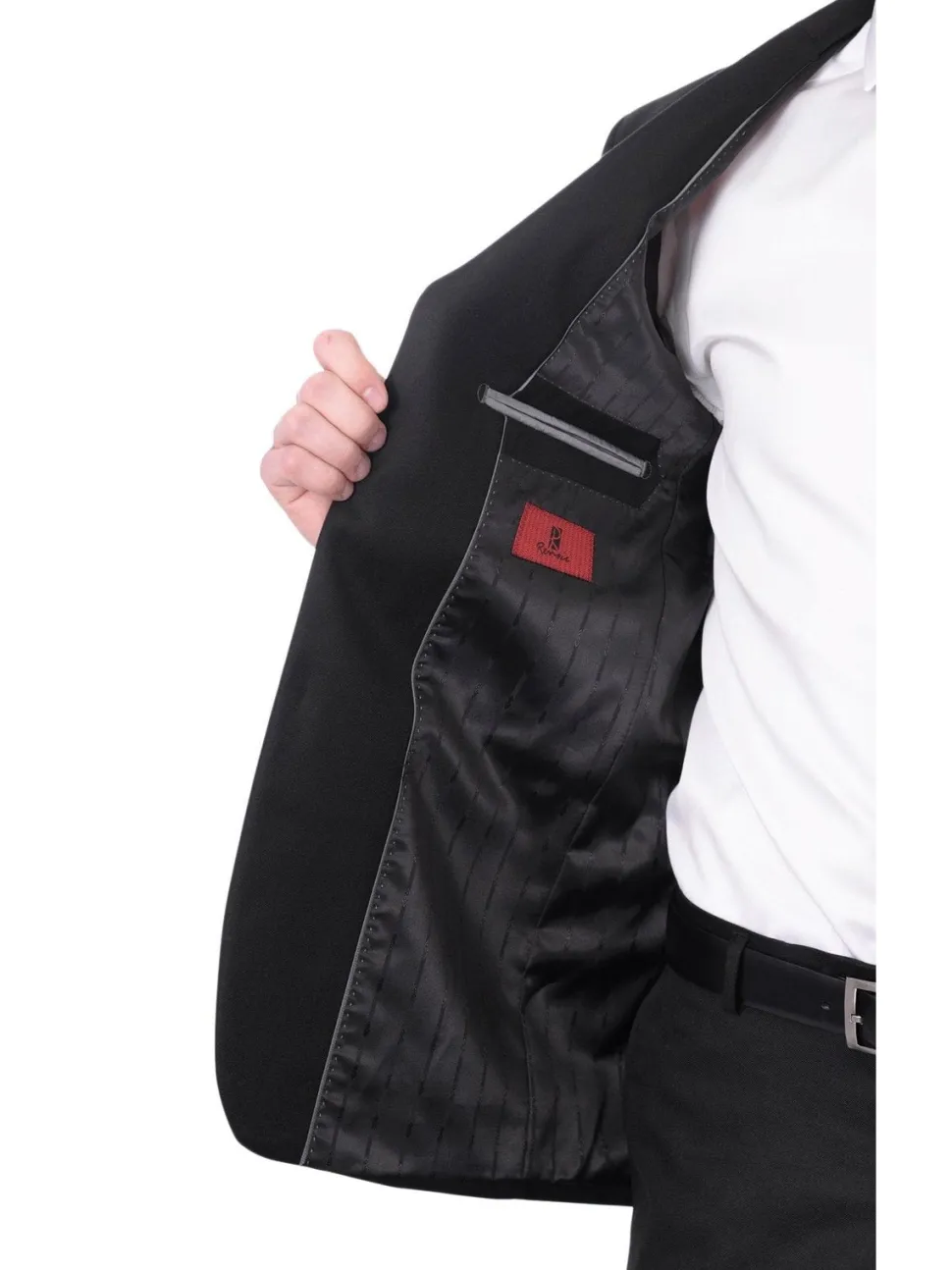 Raphael Slim Fit Solid Black Two Button Blazer Sportcoat