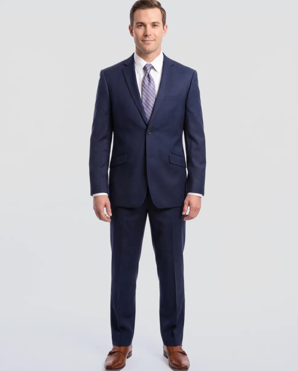 Raphael Slim Fit Solid Cobalt Blue Two Button Wool Suit