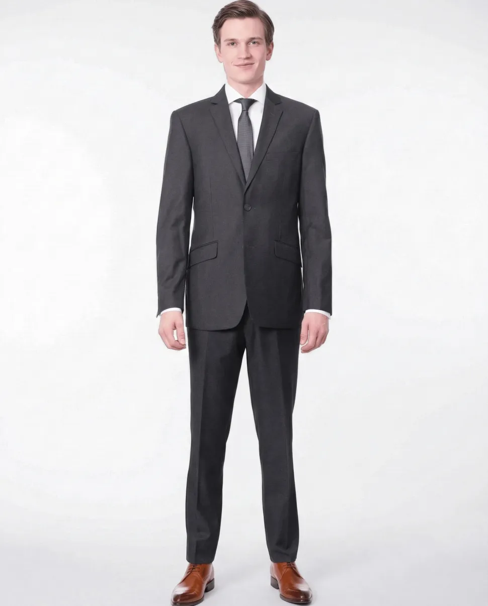 Raphael Slim Fit Solid Medium Gray Two Button Suit