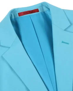 Raphael Solid Aqua Blue Slim Fit Notch Lapel 2-Button Suit