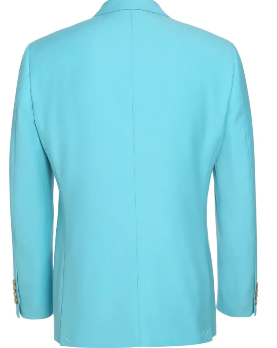 Raphael Solid Aqua Blue Slim Fit Notch Lapel 2-Button Suit