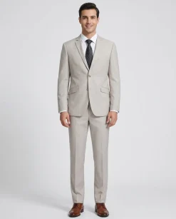 Raphael Solid Beige Notch Lapel Slim Fit Two Button Suit