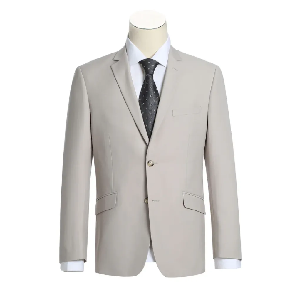 Raphael Solid Beige Notch Lapel Slim Fit Two Button Suit