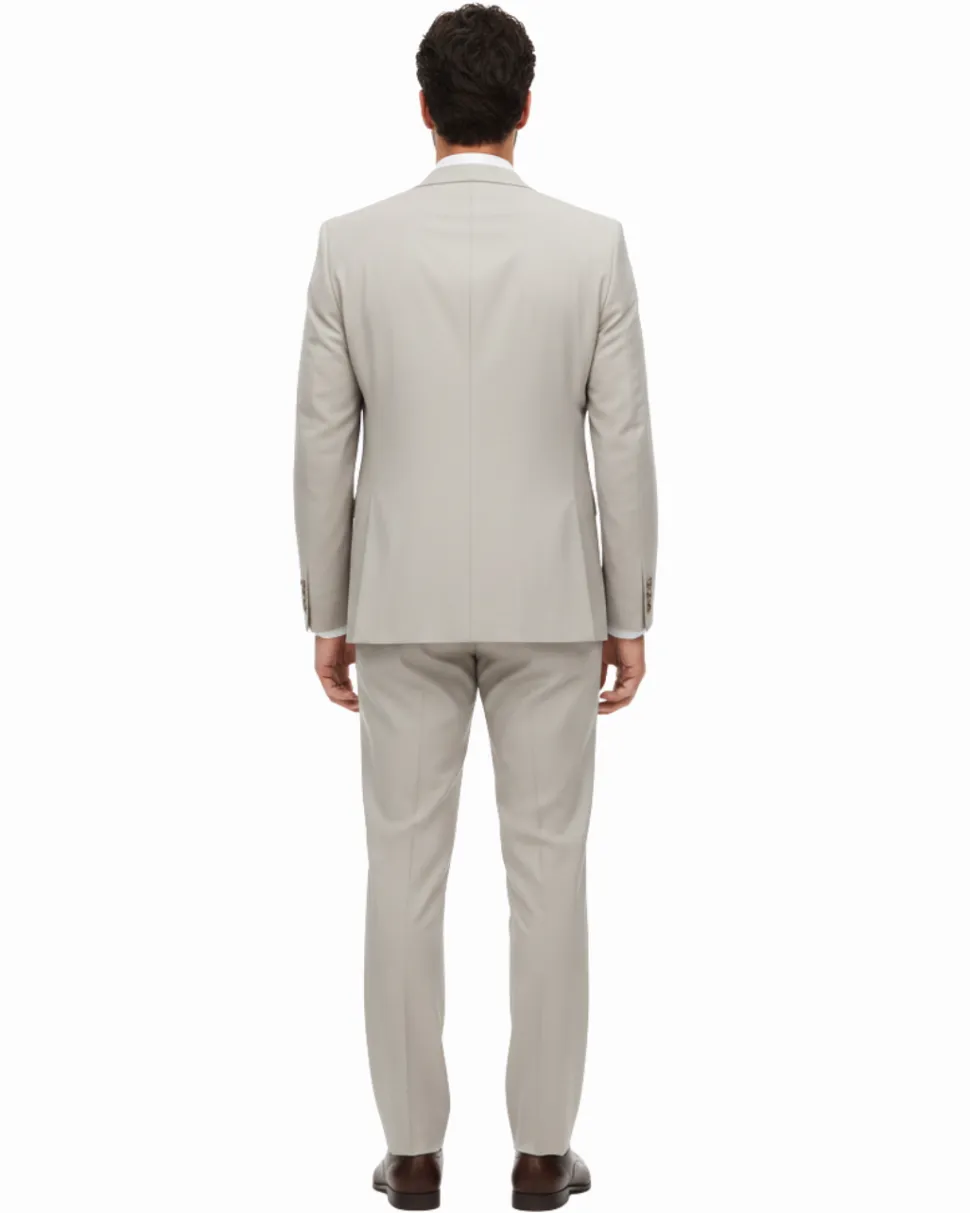 Raphael Solid Beige Notch Lapel Classic Fit Two Button Suit