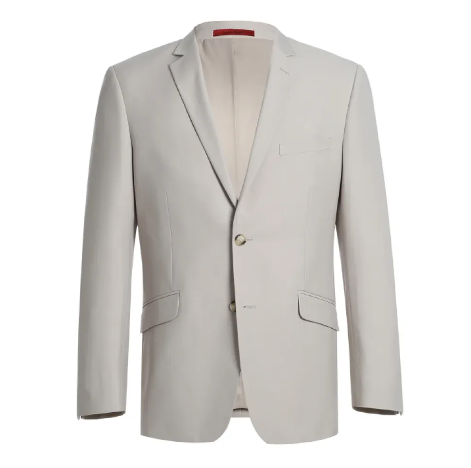 Raphael Solid Beige Notch Lapel Classic Fit Two Button Suit