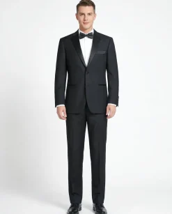Raphael Solid Black Classic Fit Two Button Notch Lapel Tuxedo Suit