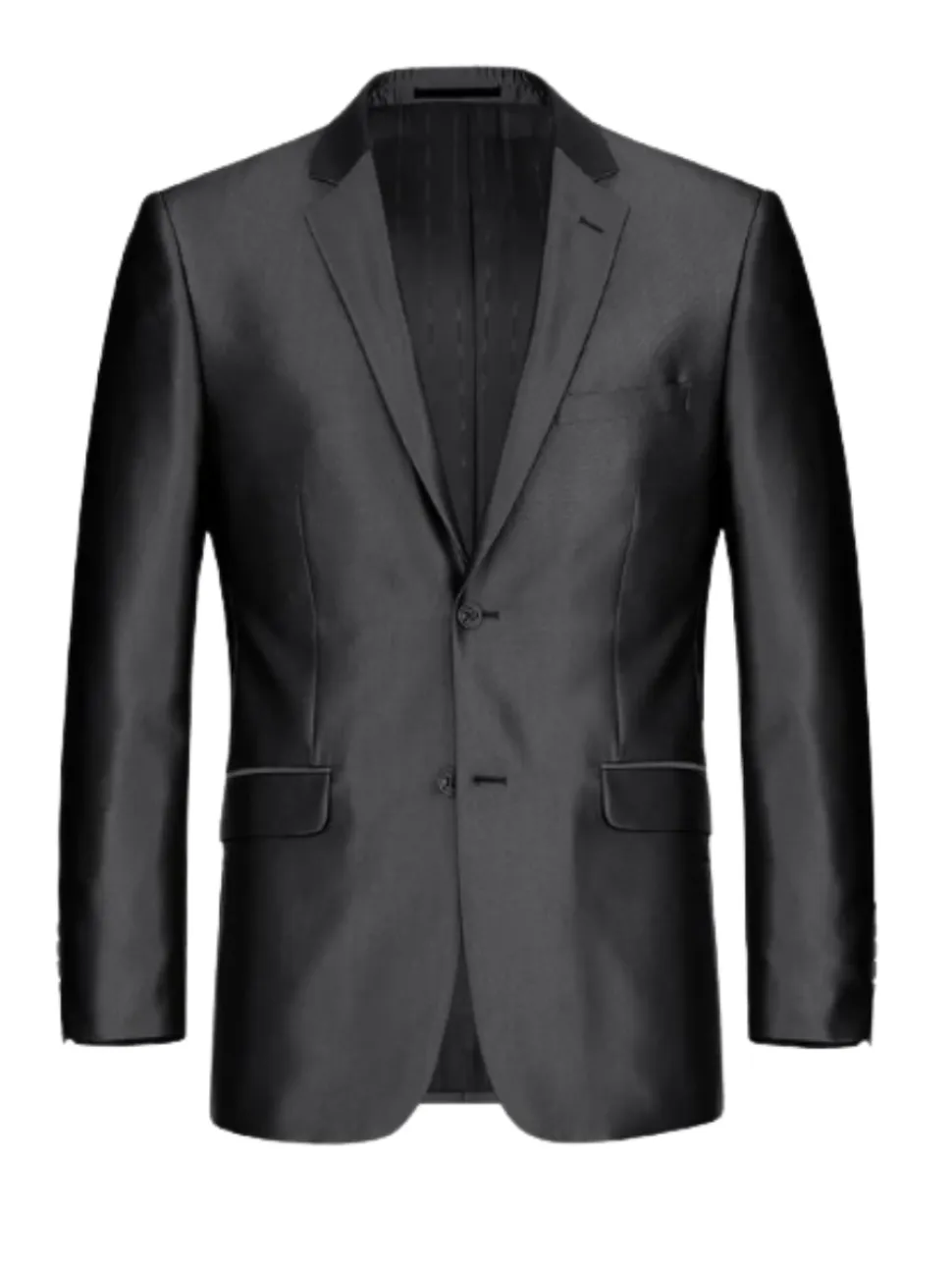 Raphael Solid Black Classic Fit Sharkskin Two Button Notch Lapel Suit