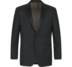 Raphael Solid Black Slim Fit 100% Wool Two Button Notch Lapel Tuxedo Suit
