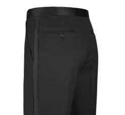 Raphael Solid Black Slim Fit 100% Wool Two Button Notch Lapel Tuxedo Suit