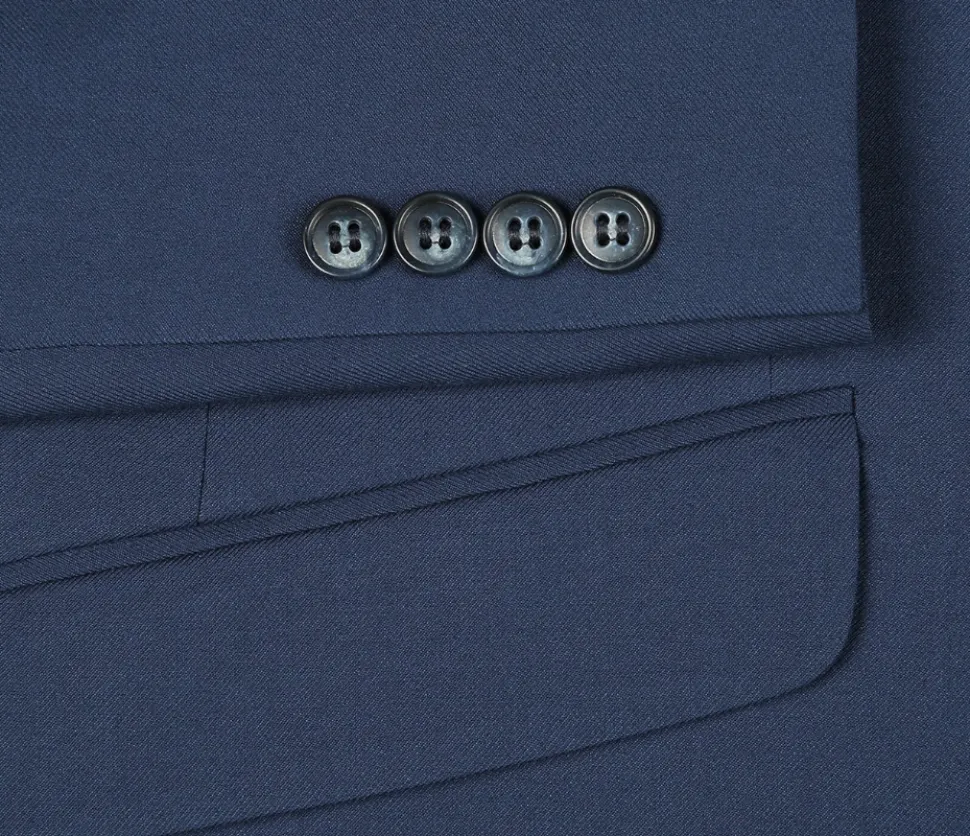 Raphael Solid Blue Notch Lapel Slim Fit Stretch Two Button Suit