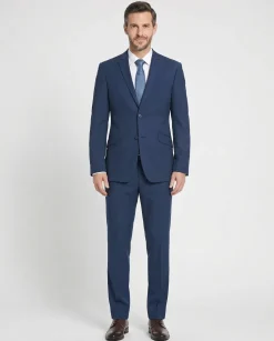 Raphael Solid Blue Notch Lapel Slim Fit Stretch Two Button Suit