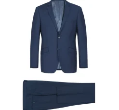 Raphael Solid Blue Notch Lapel Slim Fit Stretch Two Button Suit