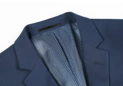 Raphael Solid Blue Notch Lapel Slim Fit Stretch Two Button Suit