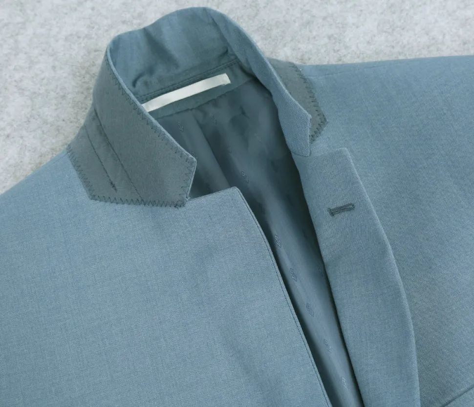Raphael Solid Light Blue Slim Fit Notch Lapel Two Button Suit