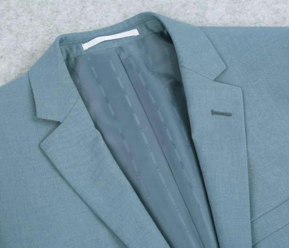 Raphael Solid Light Blue Slim Fit Notch Lapel Two Button Suit
