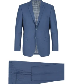 Raphael Solid Textured Blue Notch Lapel Classic Fit Two Button Suit