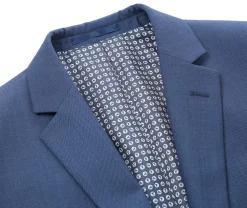 Raphael Solid Textured Blue Notch Lapel Classic Fit Two Button Suit