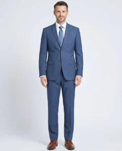 Raphael Solid Textured Blue Notch Lapel Classic Fit Two Button Suit