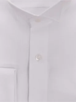 Regular Fit White Textured Wingtip Collar Wrinkle Free Cotton Tuxedo Dress Shirt
