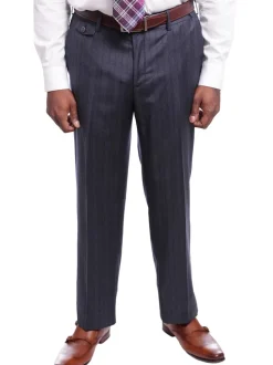 Robert Graham Mens Gray Striped Wool Cashmere Slim Fit 2 Button Suit