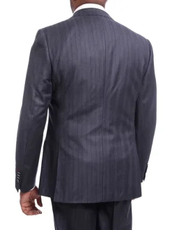 Robert Graham Mens Gray Striped Wool Cashmere Slim Fit 2 Button Suit