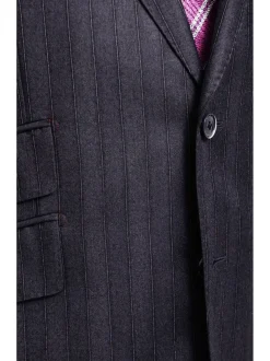 Robert Graham Mens Gray Striped Wool Cashmere Slim Fit 2 Button Suit