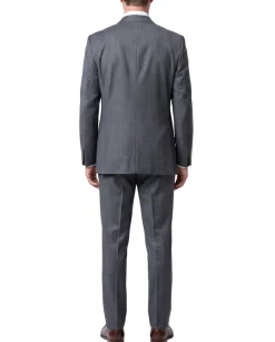 Romaster Charcoal Gray Wool Blend Slim Fit Double Breasted 2-Button Suit