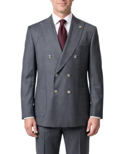 Romaster Charcoal Gray Wool Blend Slim Fit Double Breasted 2-Button Suit