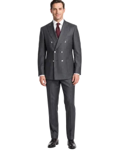 Romaster Charcoal Gray Wool Blend Slim Fit Double Breasted 2-Button Suit