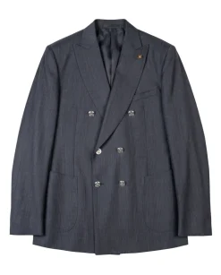 Romaster Charcoal Gray Wool Blend Slim Fit Double Breasted 2-Button Suit