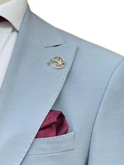 Romaster Mens Solid Light Blue Slim Fit Stretch Wool Blend Suit