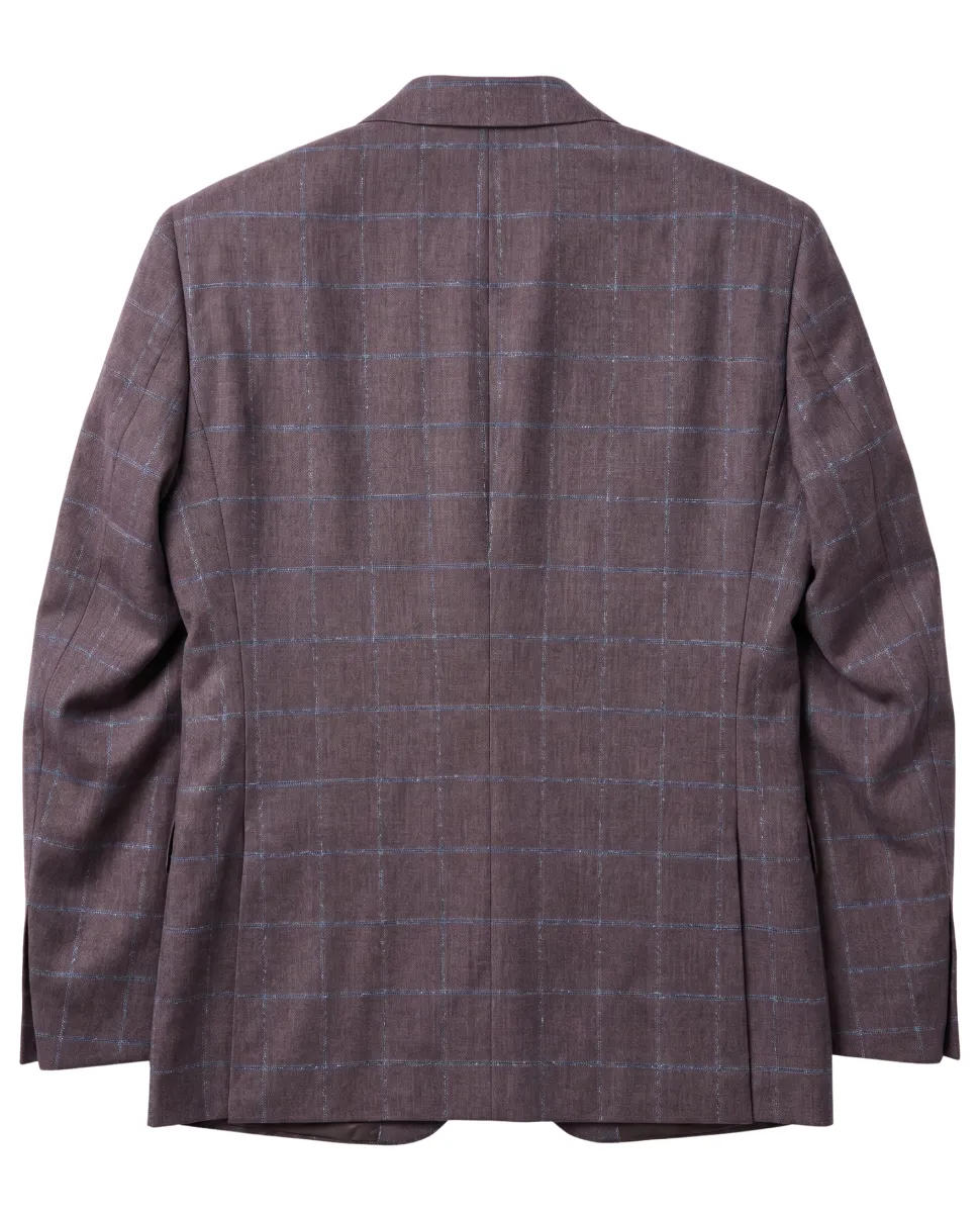 Romaster Purple Check Wool Blend Slim Fit Peak Lapels 2 Button Suit