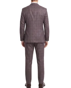 Romaster Purple Check Wool Blend Slim Fit Peak Lapels 2 Button Suit