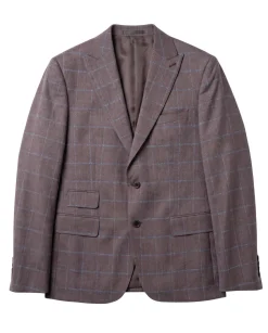 Romaster Purple Check Wool Blend Slim Fit Peak Lapels 2 Button Suit