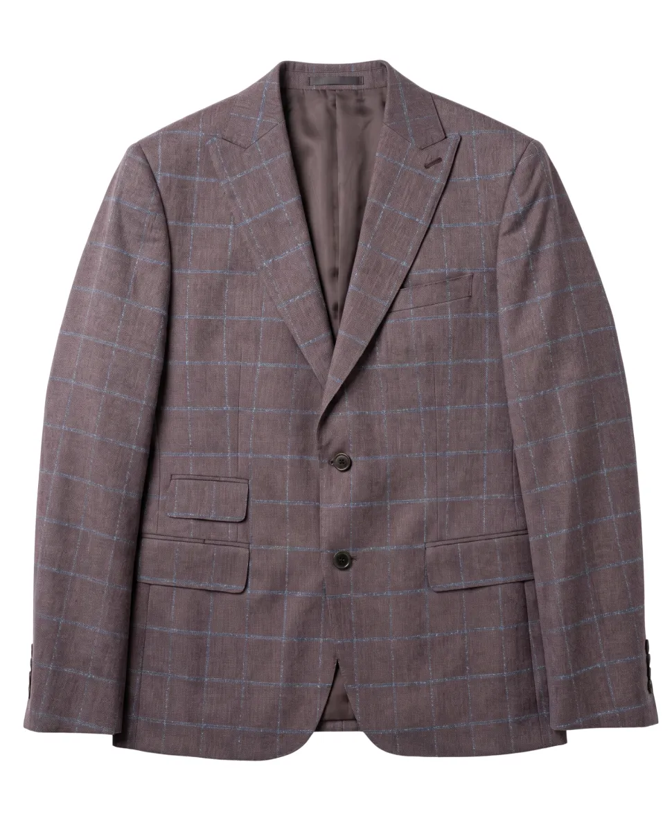 Romaster Purple Check Wool Blend Slim Fit Peak Lapels 2 Button Suit